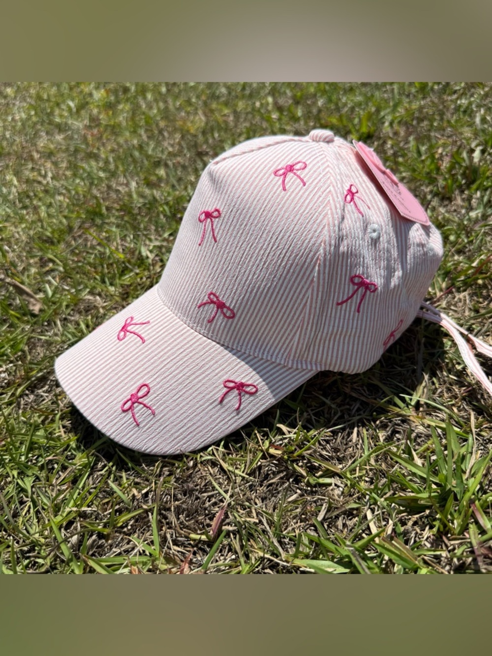 Juicy Couture Pink Stripe Bow Baseball Cap Coquette Hat New Tag